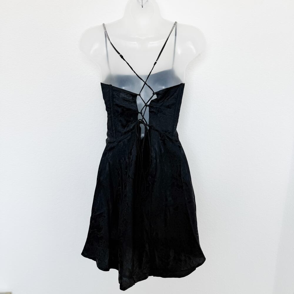 For Love & Lemons Dress Womens Medium Black Gabrielle Mini Slip Whimsygoth Y2K - Picture 11 of 14